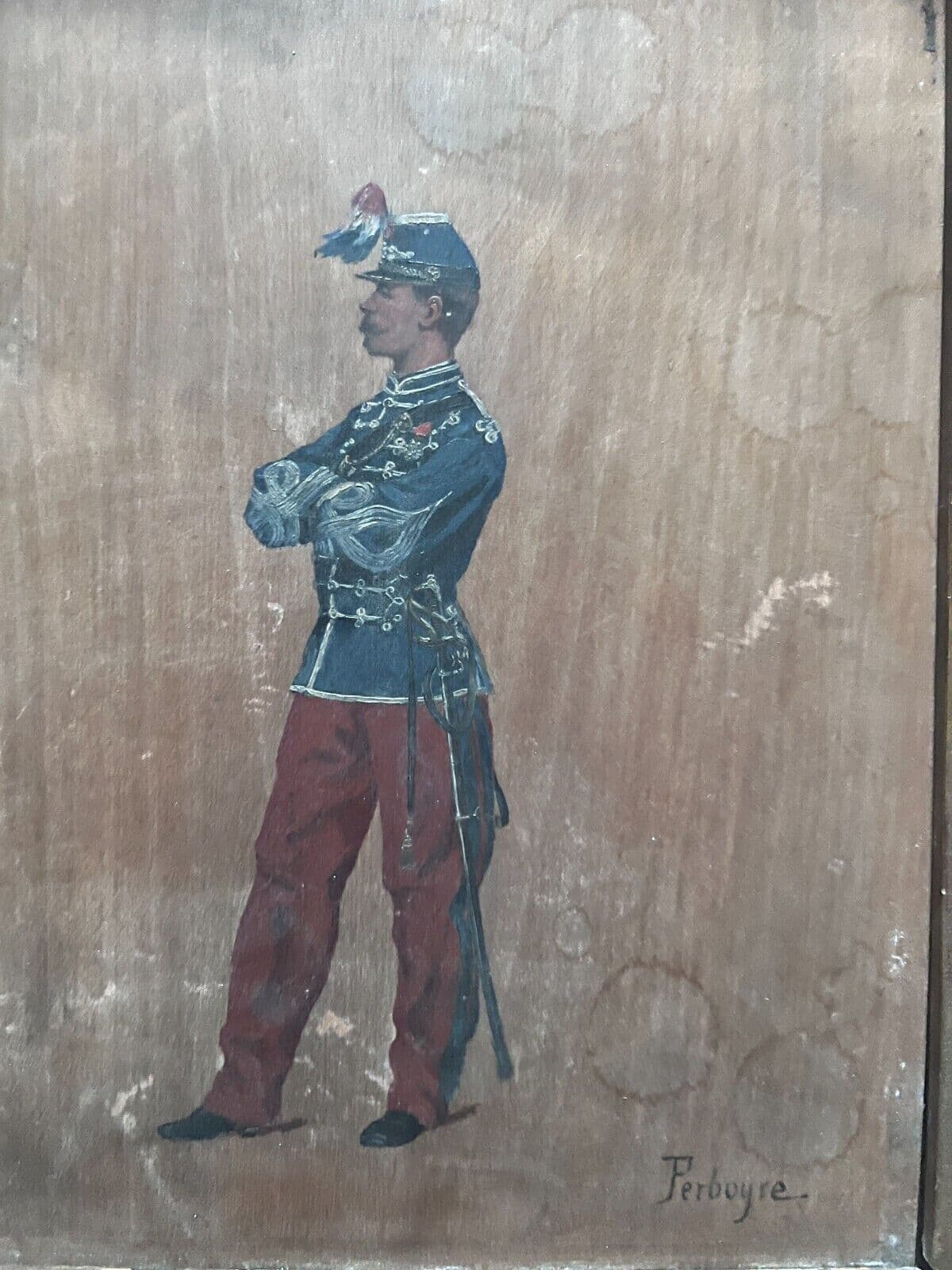 Antique Original Paul PERBOYRE (1851-1929) Military Man Painting image 1