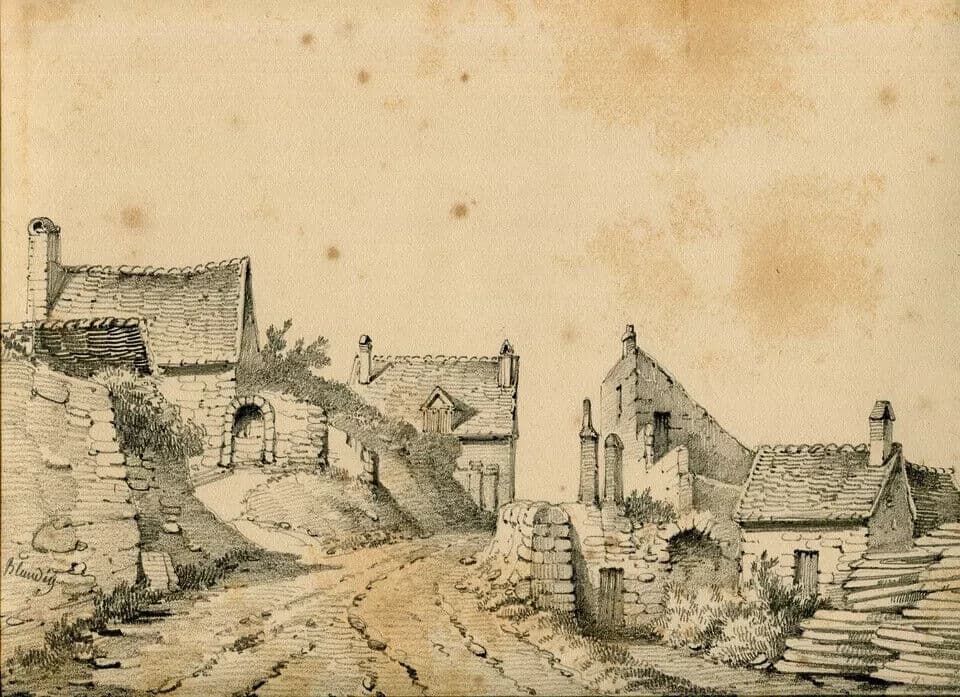 Antique Drawing signed Armand BLANDIN Landscape Vouvray, Bonne Dame 1866 image 5