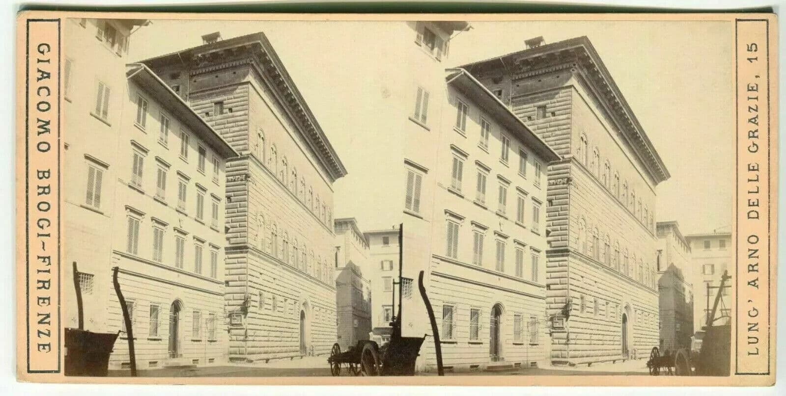 Vintage Stereoview Photograph Giacomo BROGI - Florence. Palazzo Strozzi c .1870 image 6
