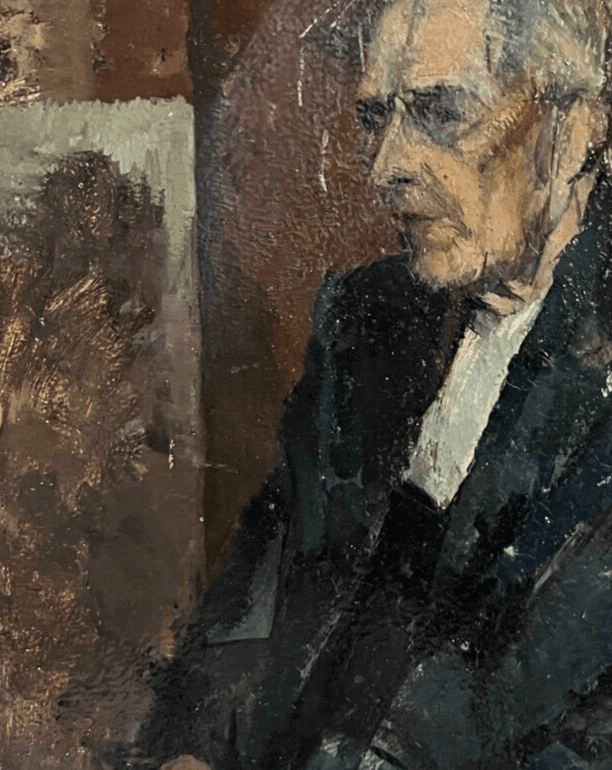 Vintage Modern Original Painting Man Portrait signed 1954 image 3