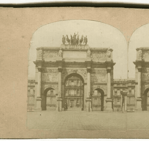 Vintage Stereoview Photograph Arc de triomphe Carrousel Paris Lecocq-Frêné 1860 image 2