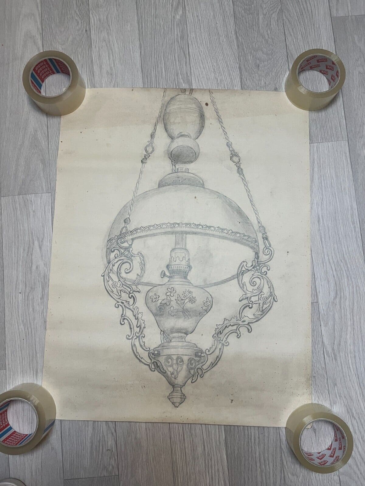 Antique Architecture Drawing Original Light, Lamp, Decoration Architectural image 6