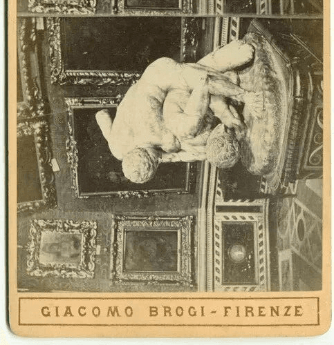 Vintage Stereoview Giacomo BROGI - Florence. Lottatori Tribuna Uffizi c. 1870 image 3