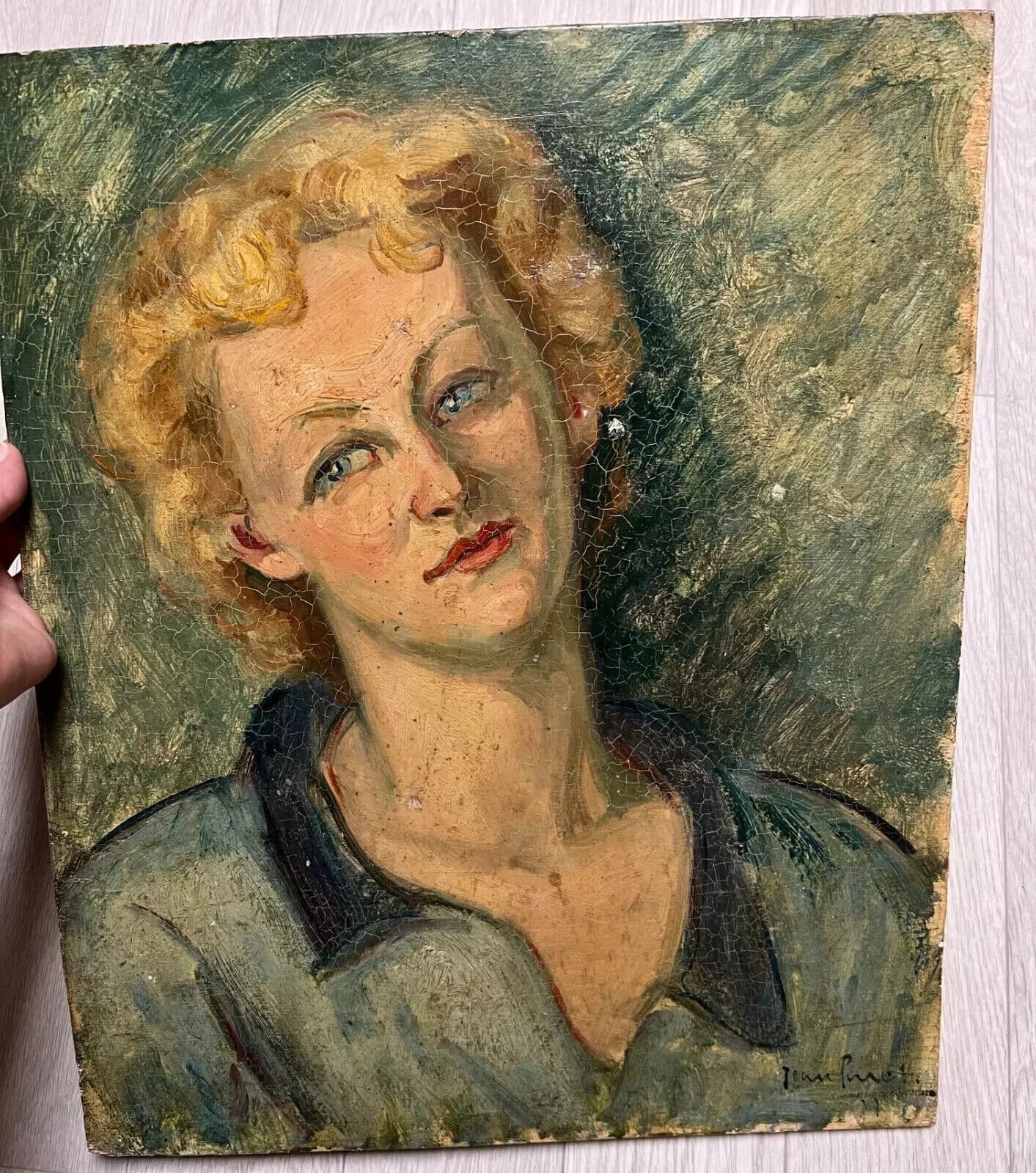 Antique Painting Oil Original Blonde Woman Portrait image 5