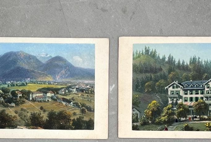 Set of 6 Antique Swiss Landscape Prints - Alpine Scenery, Waterfalls, and image 4