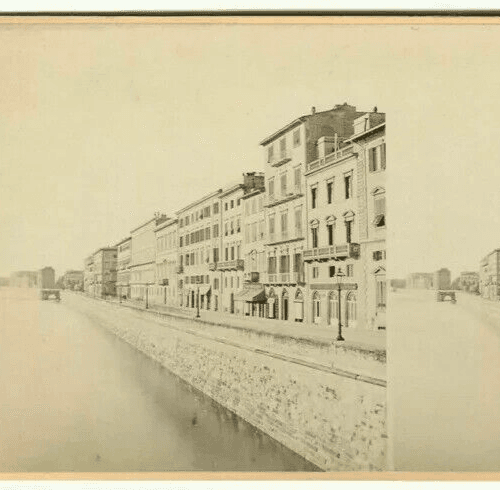 Vintage Stereoview Photo Giacomo BROGI - Florence. Lung' Arno Nuovo c. 1870 image 2