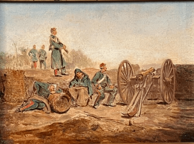 Antique Original Painting Hippolyte BELLANGÉ (1800-1866) Military Men War Framed image 1