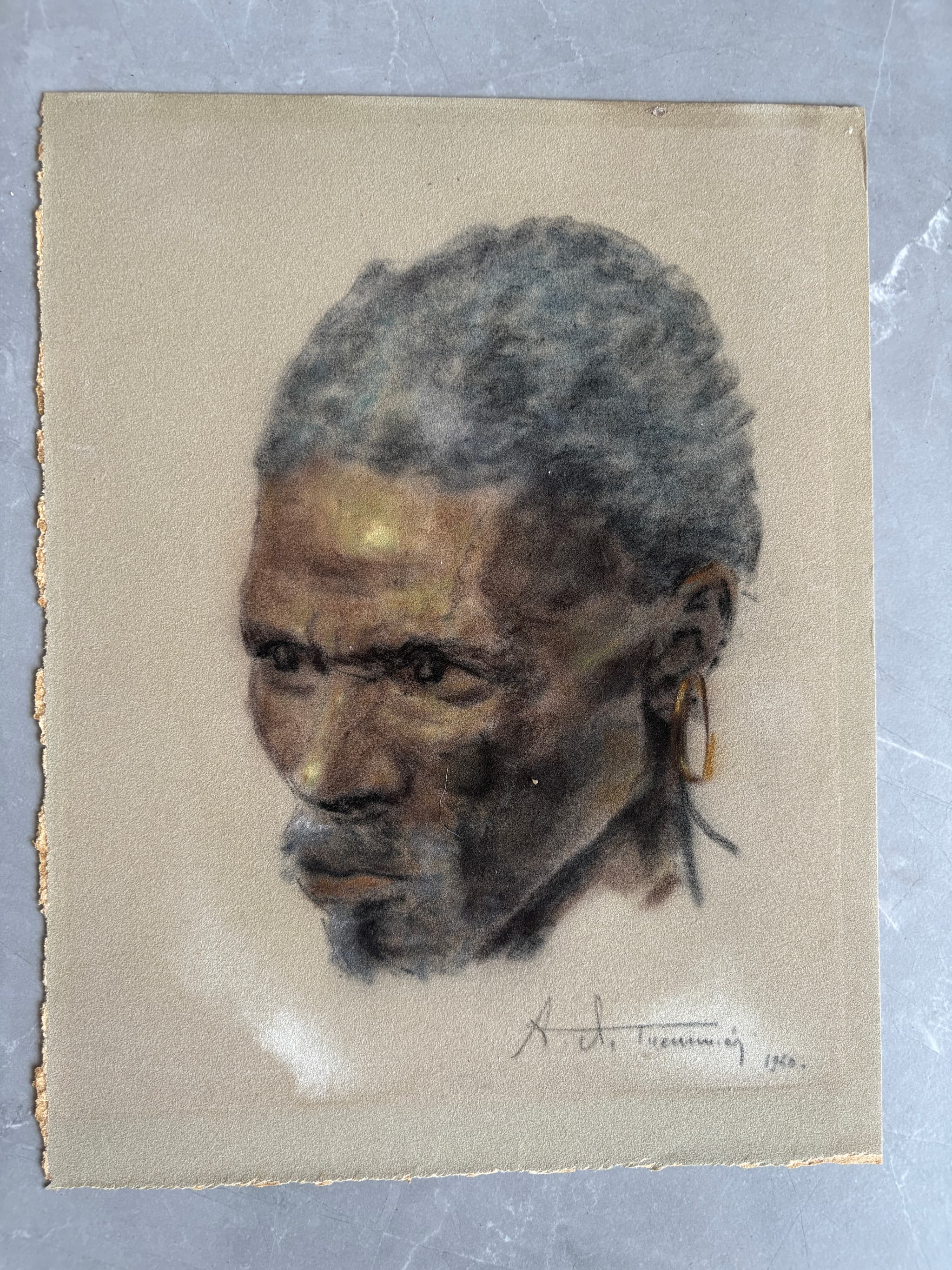 Antique Painting Original Man, Portrait, Africa signed image 5