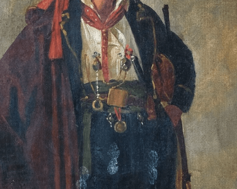Antique Original Painting 18th century Old Art Roman Brigand Portrait image 3