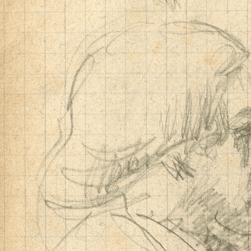 Antique Pencil Original Drawing Men Sketch with Beard signed image 4
