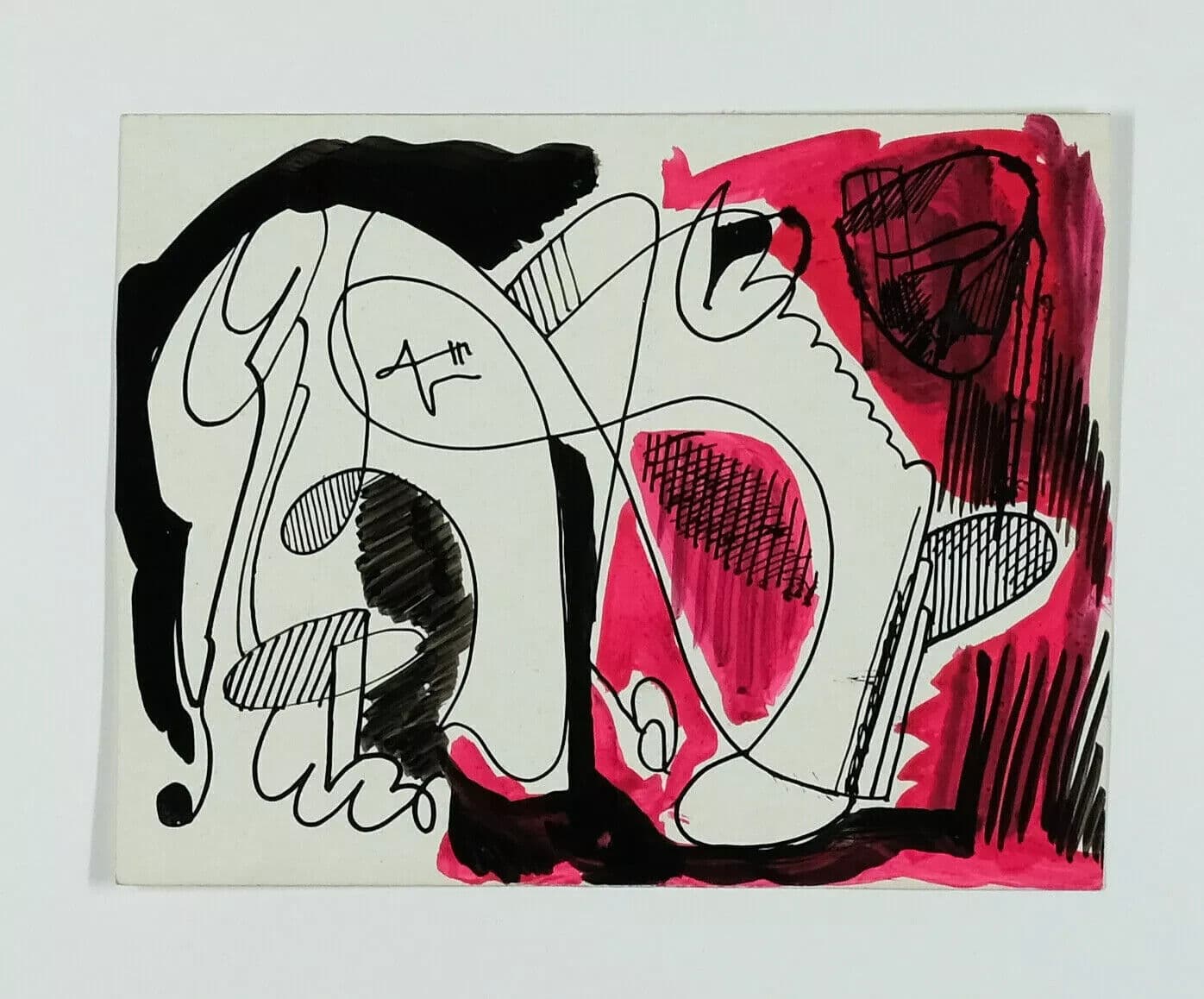 Abstract Original Signed Drawing Abstraction, Woman, Watercolor, Ink image 3