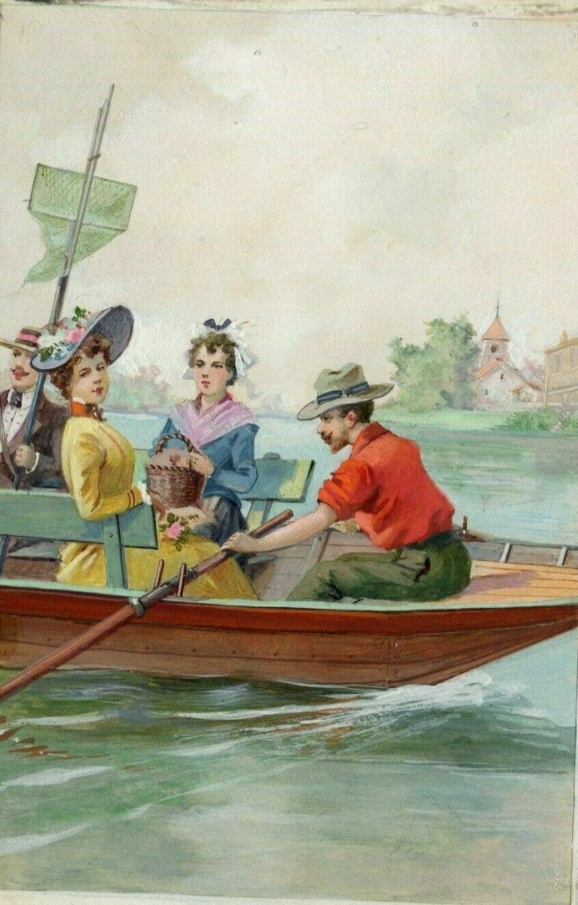 Drawing Gouache Figures on Boat image 1