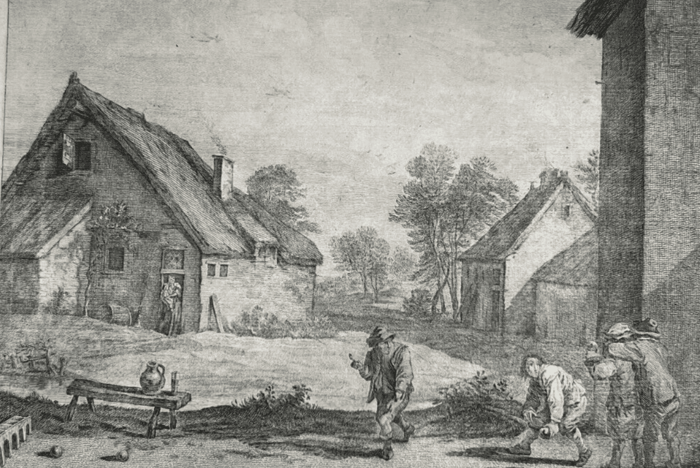Etching Original David II TENIERS (1610-1690) Landscape, People, House, Village image 1