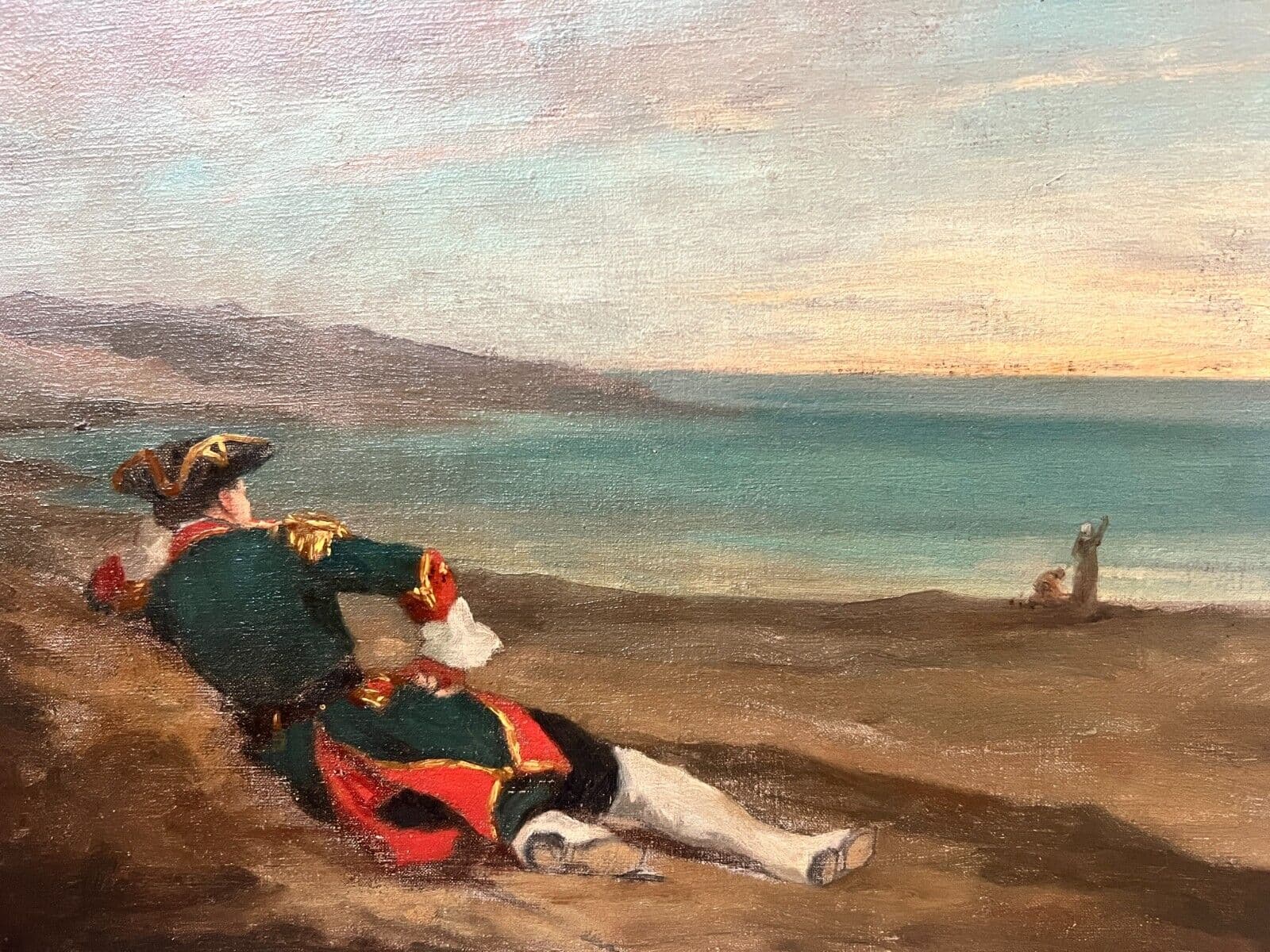 Antique Painting Original Landscape, Sea, Military