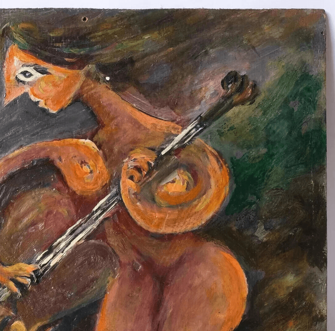 Modern Original Painting Cubist Woman Portrait with Violon image 5