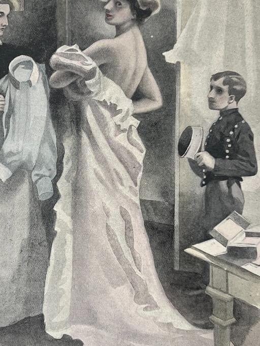 Vintage French Illustration - "Réponse au Porteur" - Elegant Antique Print image 6