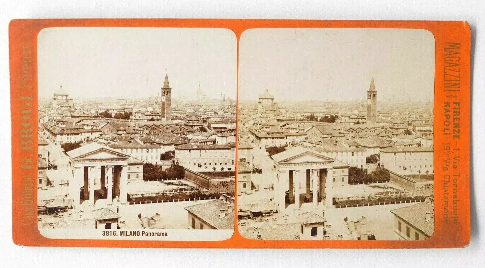 Vintage Stereoview Photograph G.BROGI - Milano Panorama, Italy c. 1880