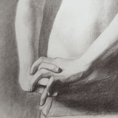 Antique Drawing Charcoal Nude Woman Portrait signed image 4