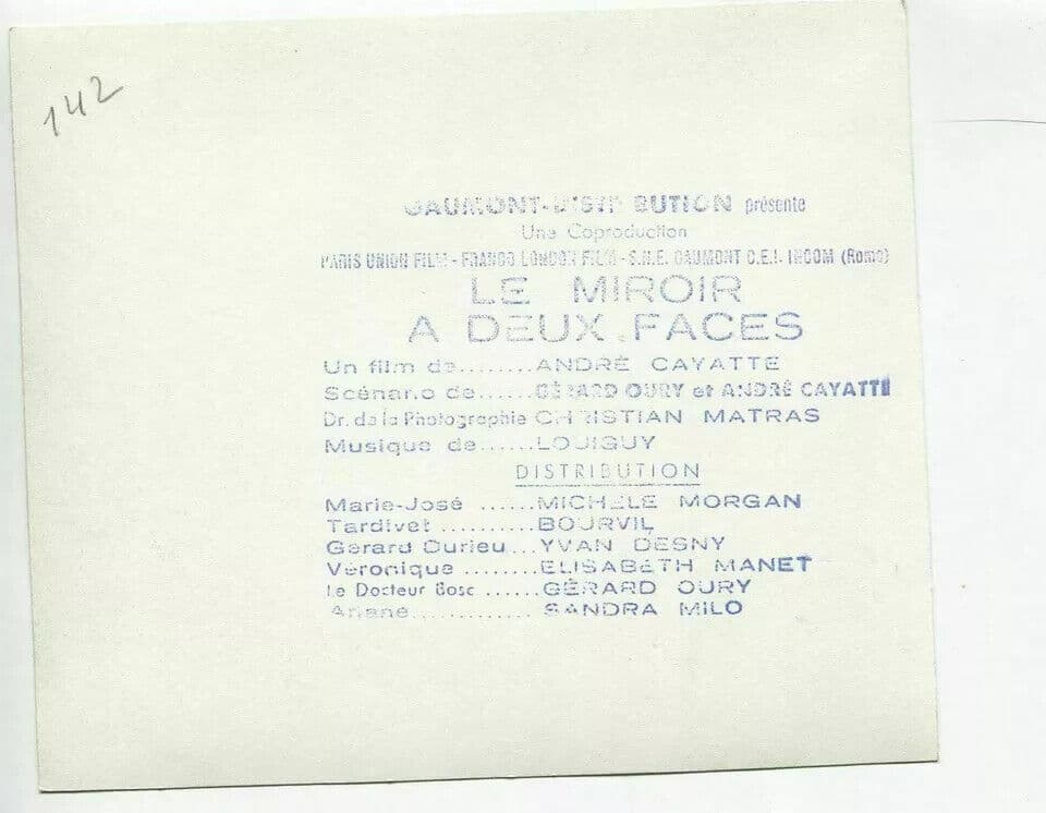 PHOTO CINEMA - The two-sided mirror - Michele Morgan - Bourvil - 1958 image 3