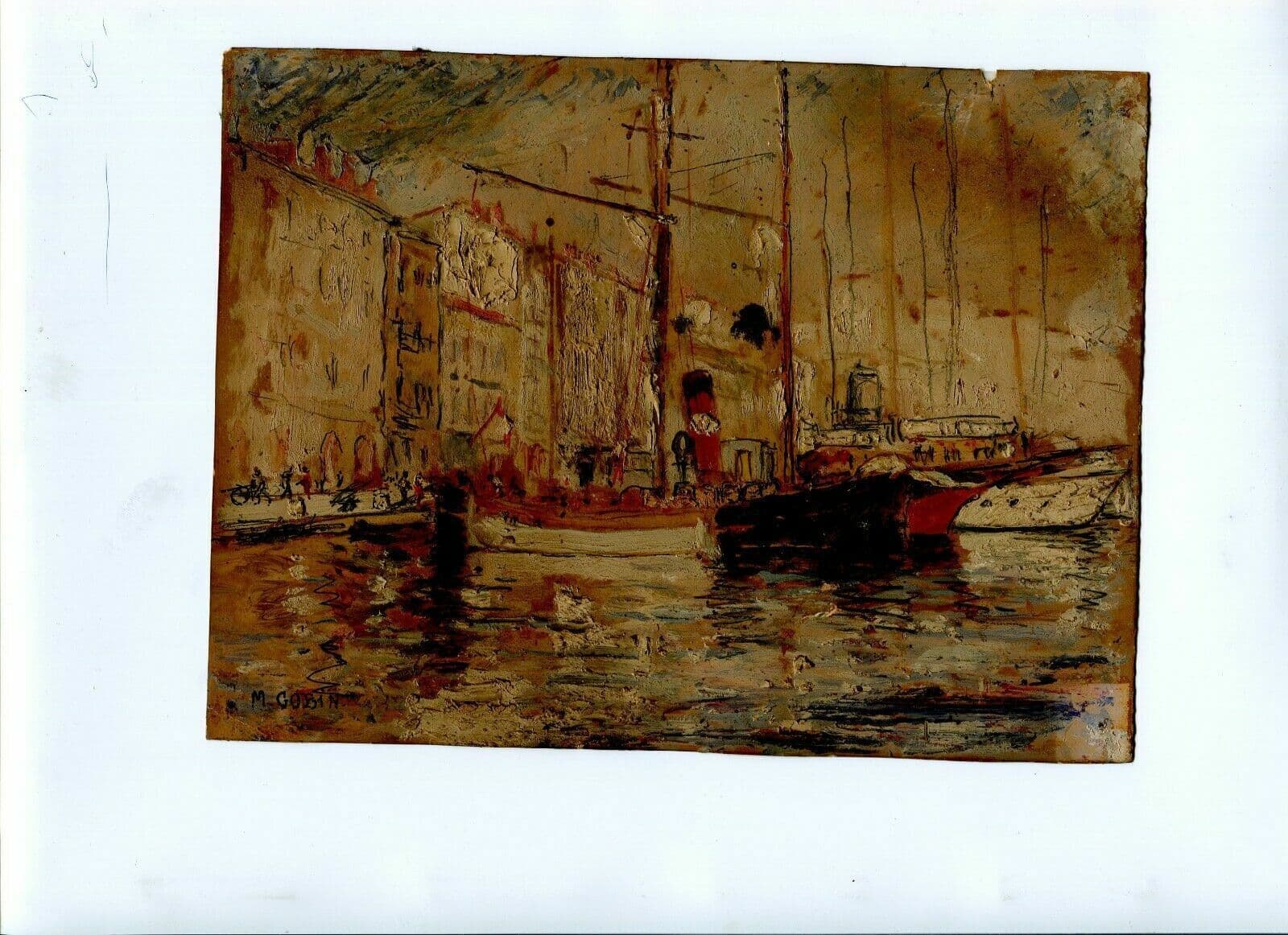 Drawing by Marcel GOBIN (XIX-XX) Marine, Boats, Cannes image 2