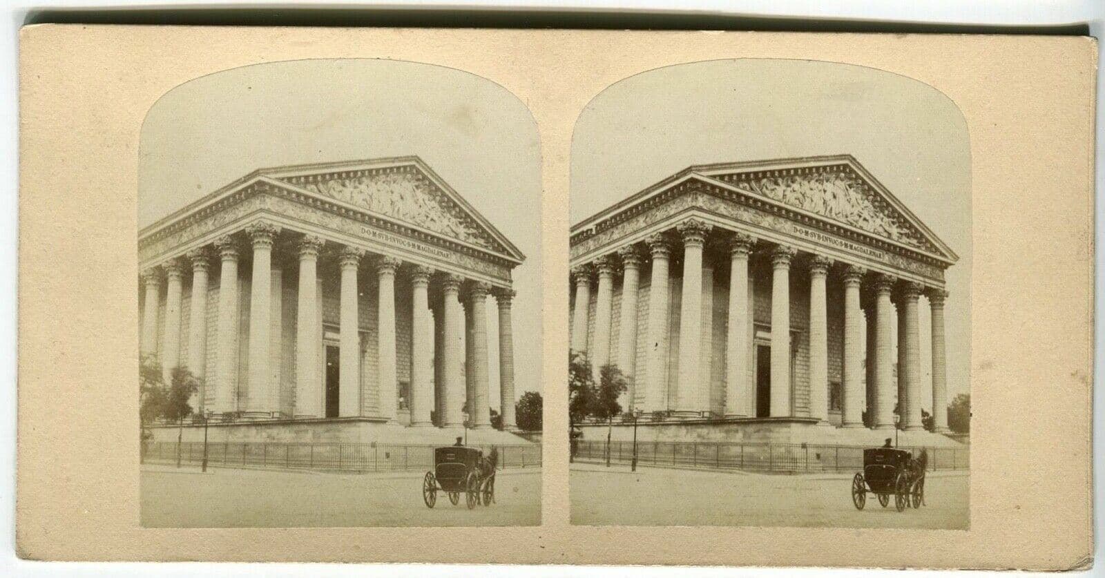 VIntage Stereoview Photograph La Madeleine Paris - Lecocq-Frêné - Albumen 1860 image 1