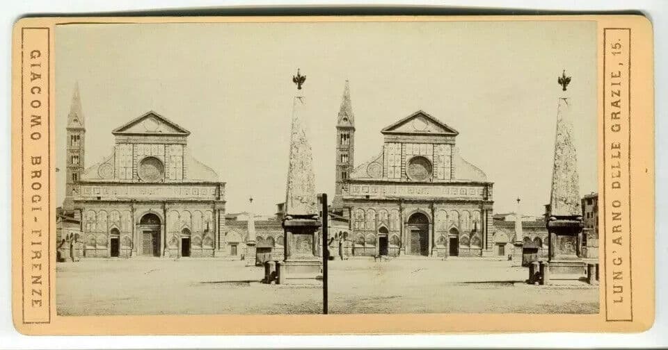 Vintage Stereoview Giacomo BROGI - Florence Chiesa di S.Maria Novella c. 1870 image 3