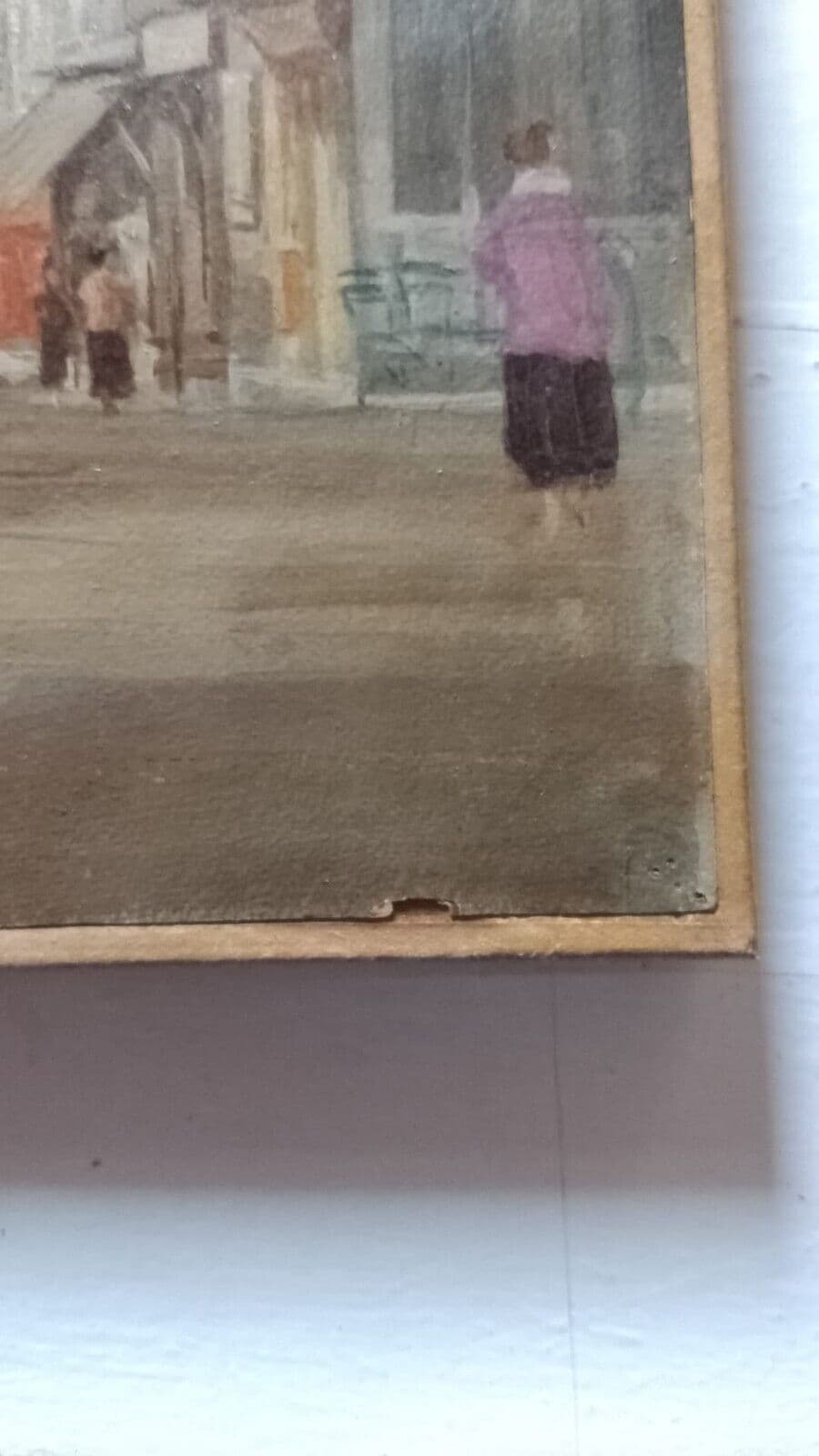 Modern Antique Original Painting Oil Inside Cityview with People Original image 9