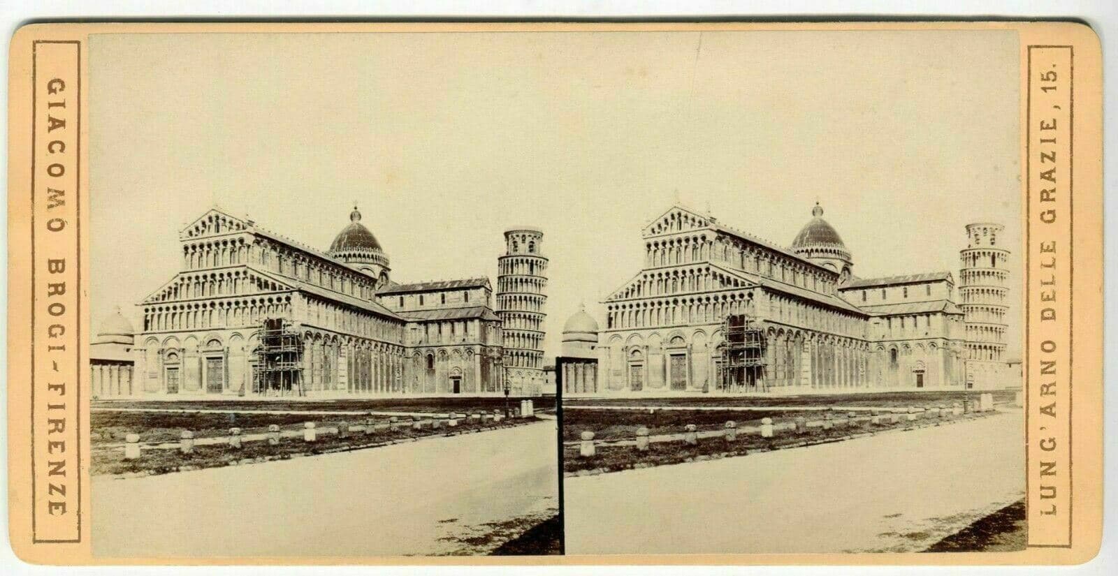 Vintage Stereoview Photograph Giacomo BROGI - Pisa, Il Duomo, Italie c. 1870 image 1
