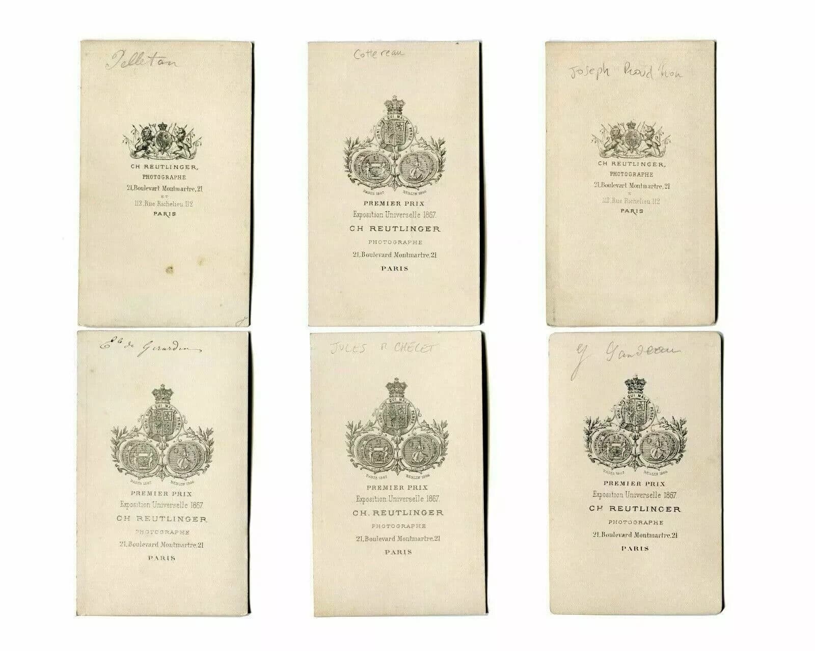 CDV Photographs Charles REUTLINGER Journalist, Politics, Writer Vintage x6 image 2