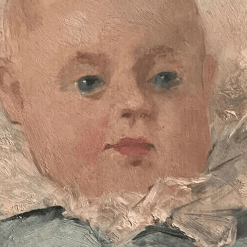Antique Old Painting signed Baby Portrait 1902 image 5