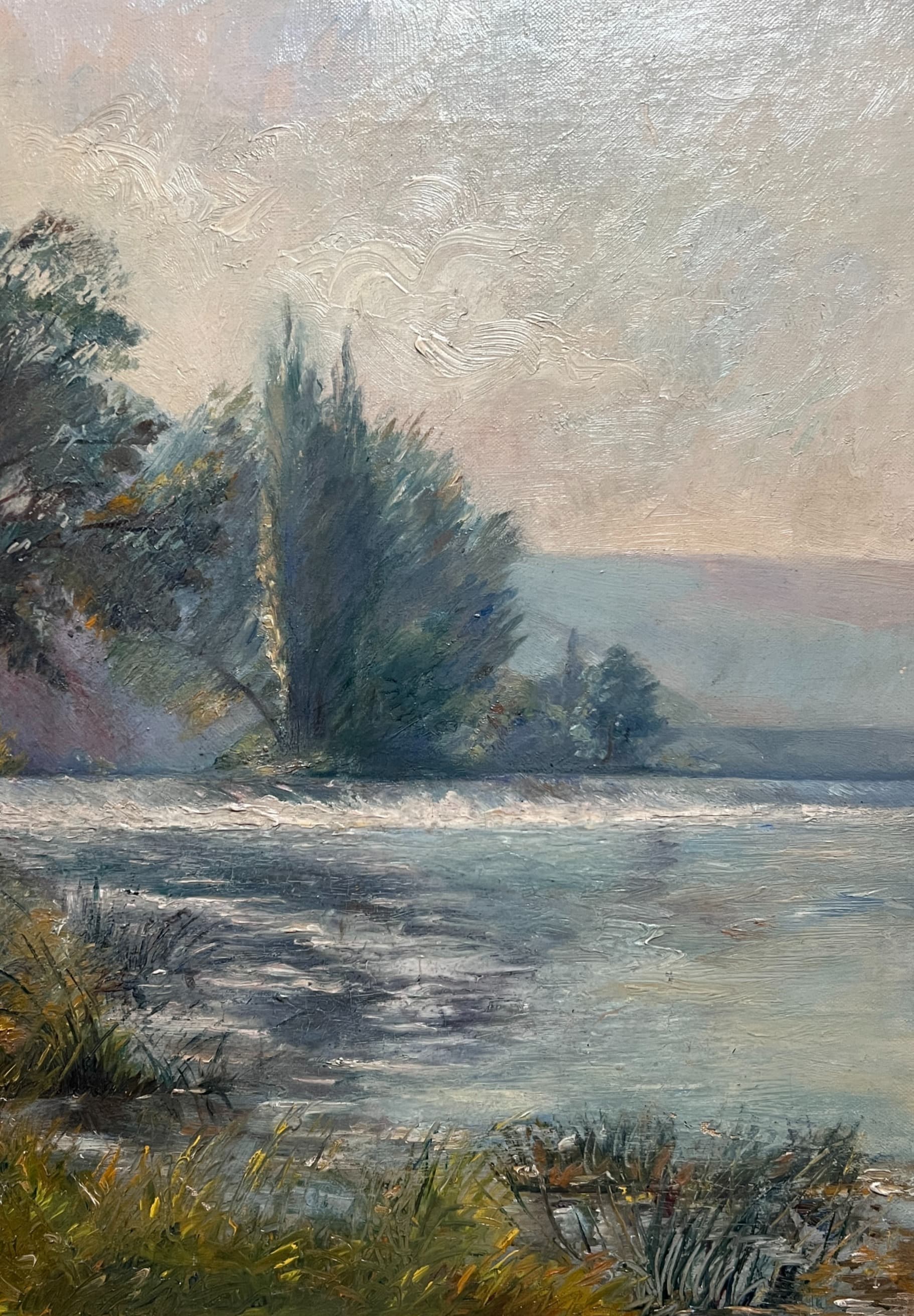 Painting River Waterfall view Landscape image 1
