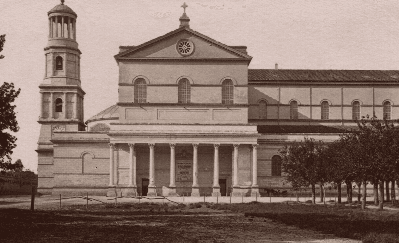 Vintage Photograph Italy, Roma Landscape St Paul Basilica 1901