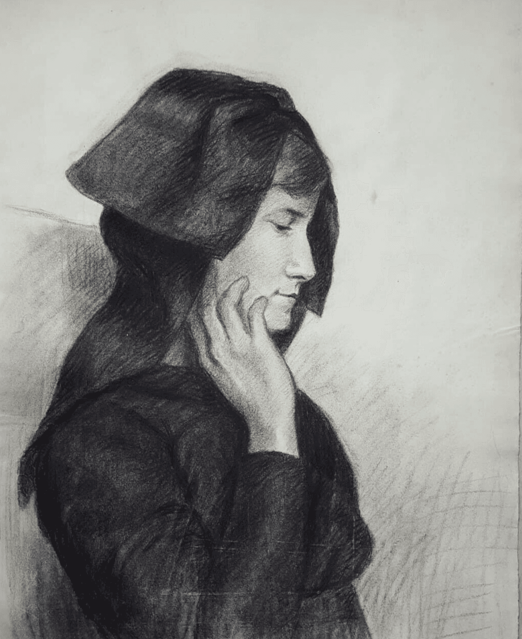 Drawing Woman Portrait Profil c. 1910 image 1