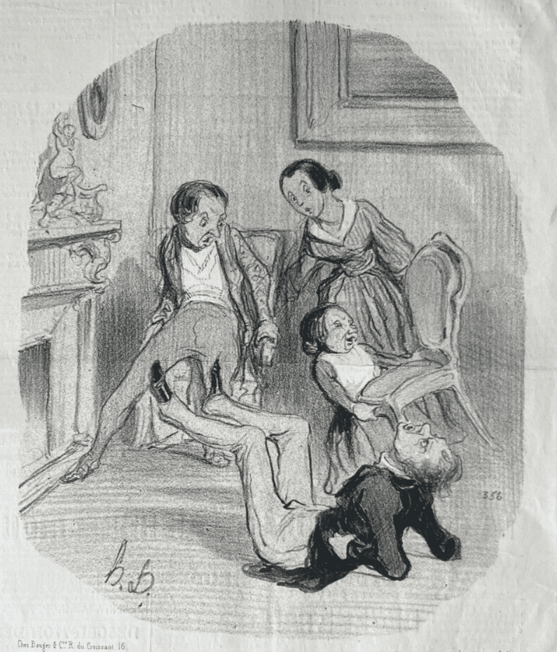 Antique Print 19th century Daumier, Moeurs Conjugales, People image 1