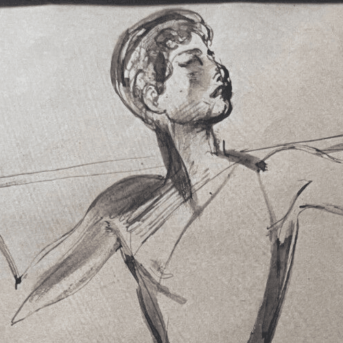 Antique Drawing Original signed Louis TOUCHAGUES (1893-1974) Serge Lipar Apollon image 2