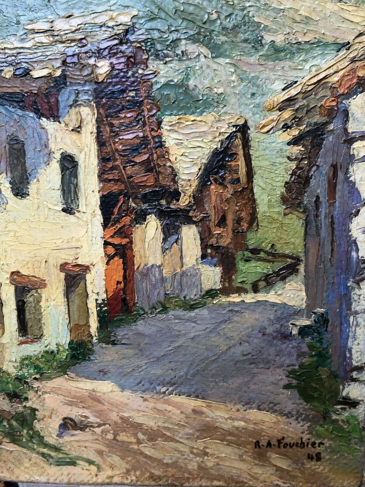 Painting Landscape Mountain Village and Chalets image 3