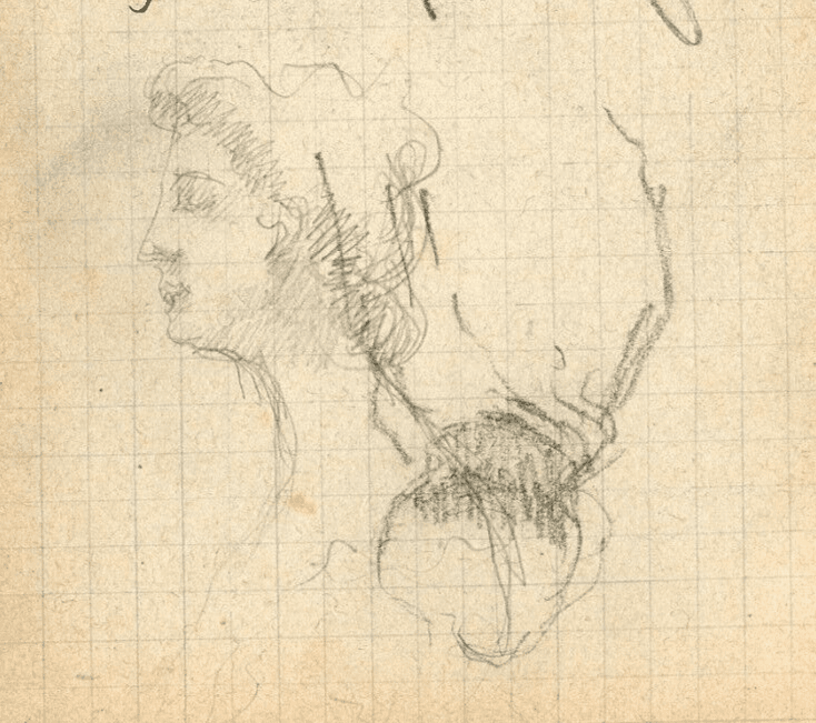 Vintage Pencil Drawing Original signed Portrait Figures Man and Woman image 2