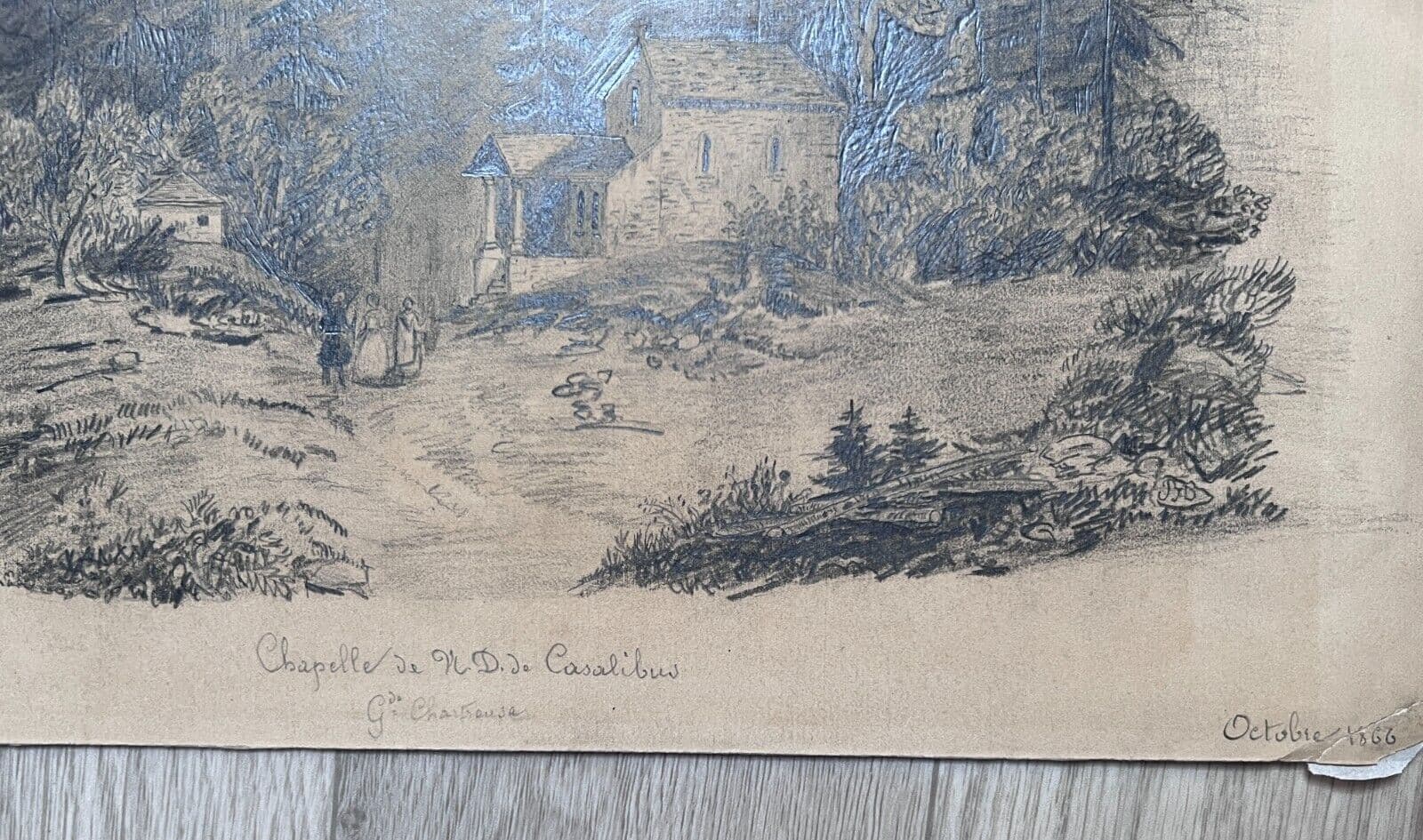 Antique Original 19th century Drawing Landscape Casalibus Grande Chartreuse image 2
