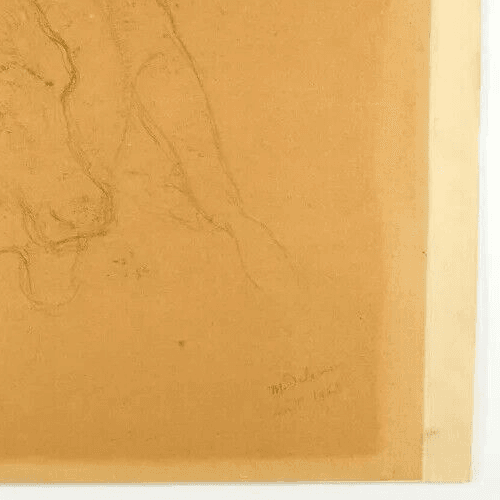 Antique Pencil Drawing Original 19th signed 1883 Cow, Animal image 4