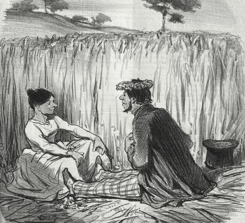 Antique Print 19th century Daumier, Les bons bourgeois, Idylle dans les Bles image 5