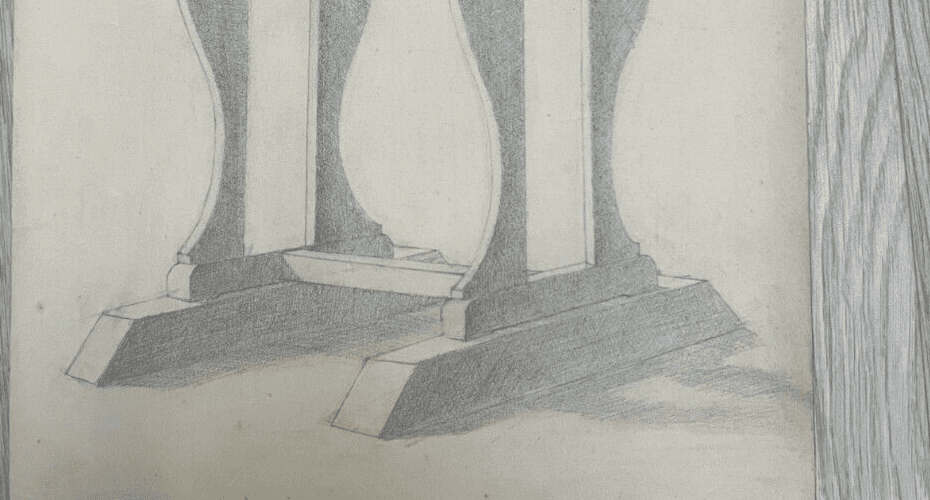 Antique Architecture Original Drawing Architecture, Desk, Sketch image 5