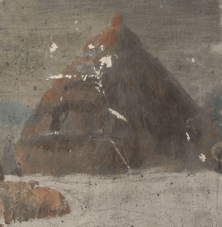 Antique Oil Original Painting, Landscape, Livestock, Farmer, Sheep, Dog image 3