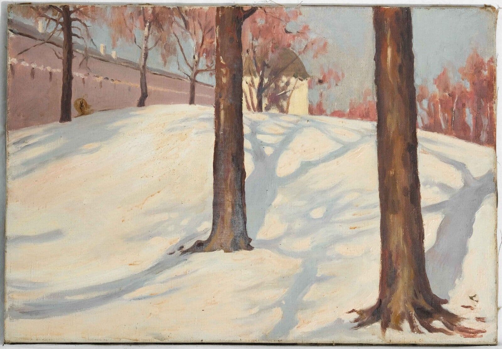 Antique Painting Original Winter Landscape Michail GUERMACHEFF (1867-1930) image 5