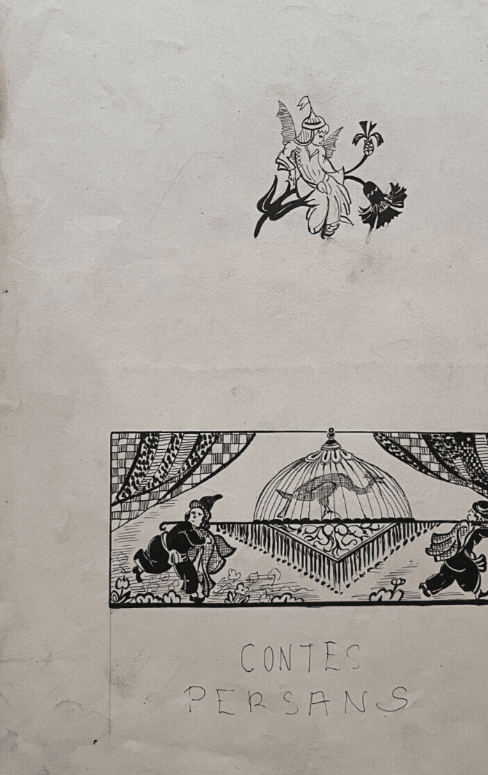Antique Drawing Original People, Horse, Illustration, Sketch Persian Tales image 4