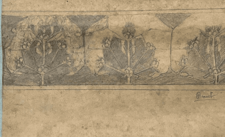 Antique Original Drawing Flowers, Floral, Still Life, Sketch image 1