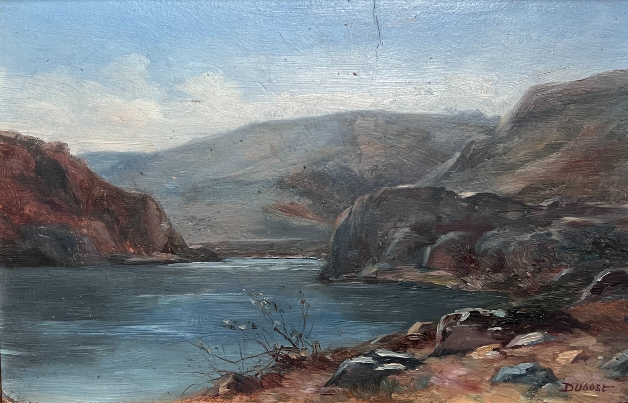 Painting by Michel DUBOST (1879-1952) Summer Lake view Landscape image 1