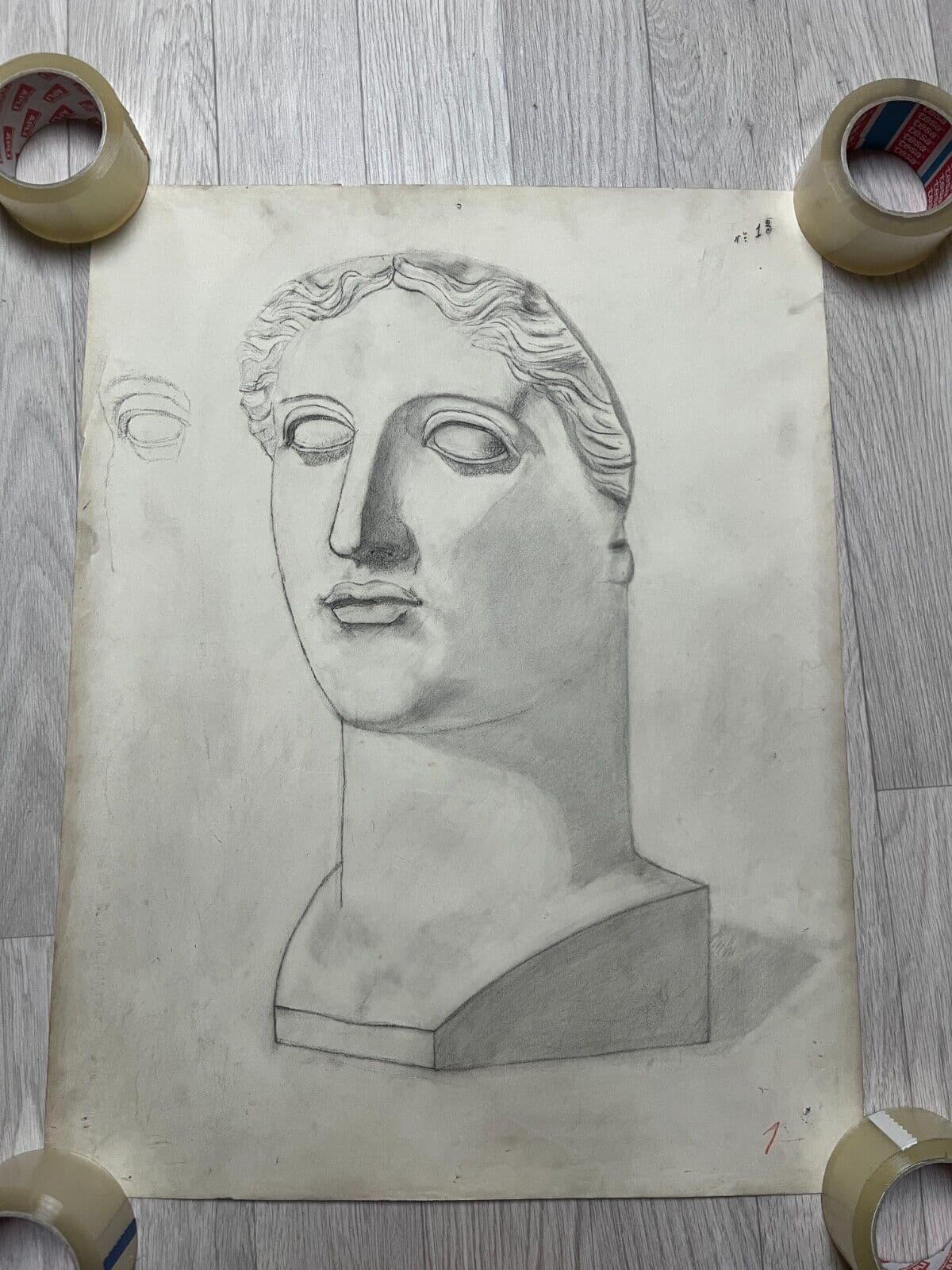Antique Original Drawing Man, Portrait, Sculpture, Profil image 6