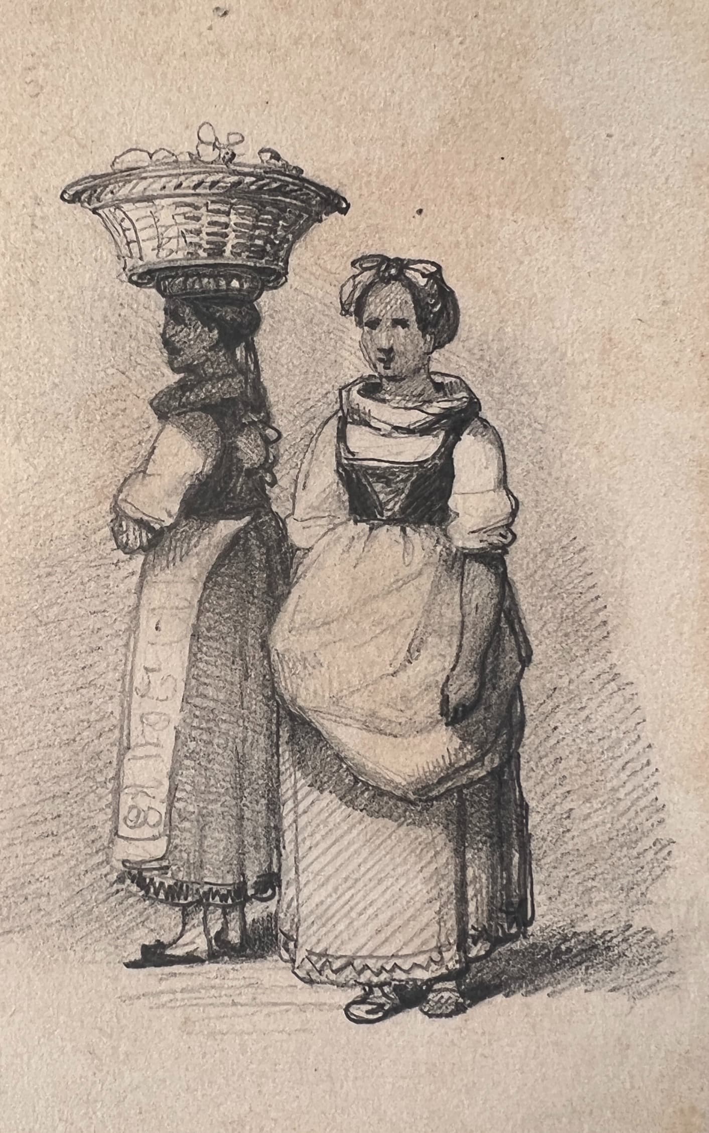 Italian Women Portrait 19th century Drawing image 1