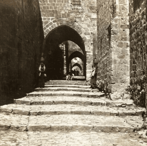 Stereoview Albumen vintage Street, Herod Palace, Jerusalem image 2