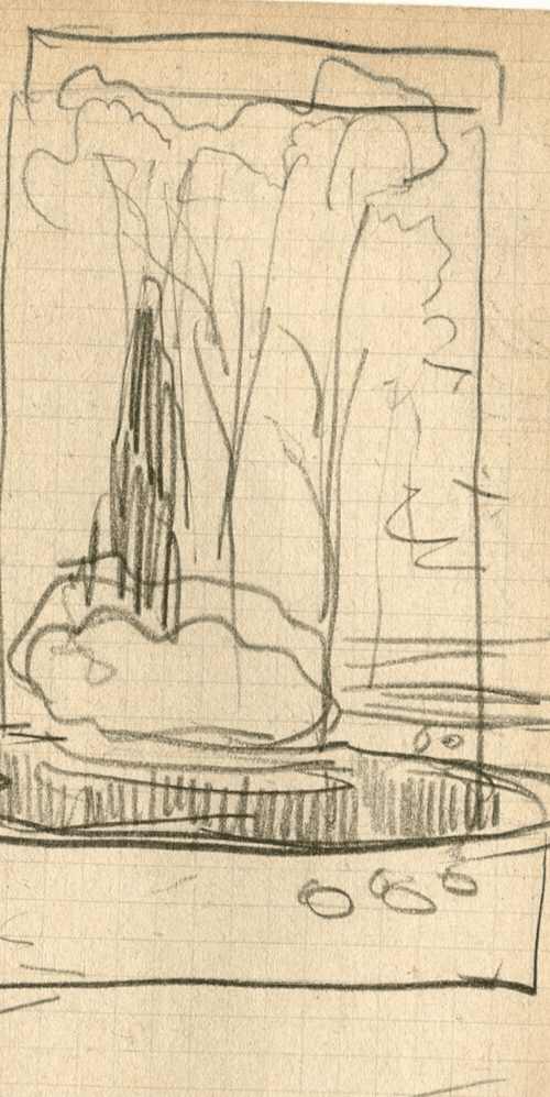 Antique Original Pencil Drawing Sketch of a Garden image 5